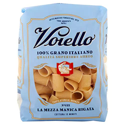 Voiello Pasta Mezze Maniche Rigate N.122, Pasta Corta di Semola Grano Aureo 100%