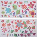 Walplus 50x70 cm Adesivi da Parete Colorato Fiori e Farfalle Premium Rimovibile Autoadesivo Murale Art Decalcomanie Vinile Decorazione Casa Soggiorno Camera Ufficio Parati Bambini Regalo