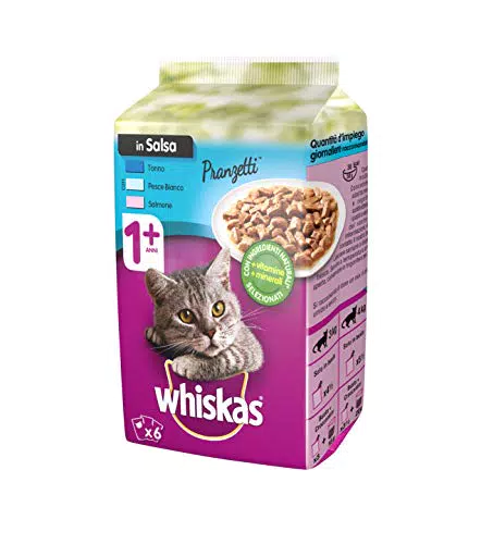 Whiskas Pranzetti in Salsa 1+ Anni, 72 Bustine da 50g