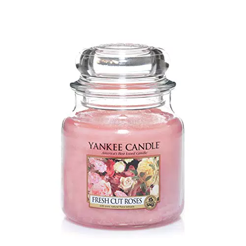 Yankee Candle Candela profumata in giara media, Rose appena recise