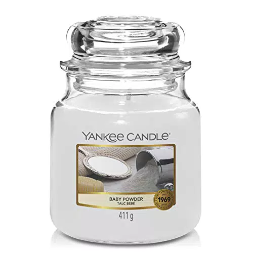 Yankee Candle Candela profumata in giara media, Talco per bambini