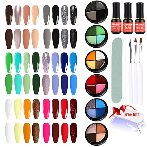 24 Colori Gel Unghie Solido, Kit Smalto per Unghie 4 in 1 con Lampada UV LED e Pennelli