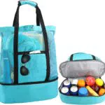 Borsa termica da spiaggia in rete, blu