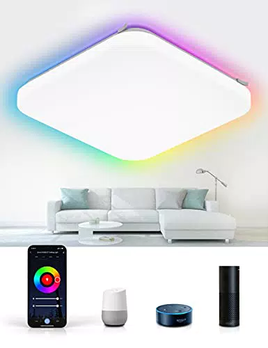 Alexa Plafoniera LED Soffitto WiFi, Etersky Luci Lampada da Soffitto 35CM 24W 2400LM RGB Impermeabile IP54 Compatibile con Alexa e Google Home