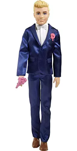 Barbie Bambola Ken Sposo Biondo, con Smokingcarpe e 5 Accessori