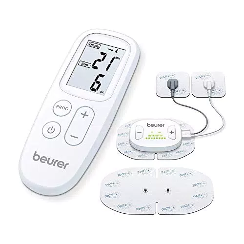 Beurer EM 70 Wireless Elettrostimolatore TENS/EMS Portatile con Telecomando e Batteria Ricaricabile per Terapia del Dolore