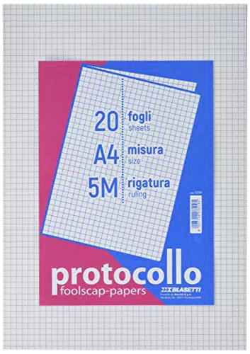 Blasetti - confezione da 20 fogli protocollo - quadretti 5M