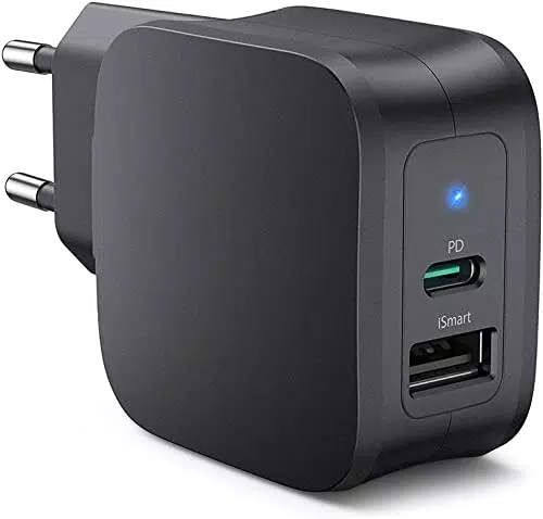 Caricabatterie USB C 30W, Adattatore di Alimentazione PD USB C Caricabatterie da Parete con Doppie Porte USB Adattatore di Ricarica