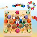 COOLJOY Giochi di Pesca, 2 in 1 Giochi Montessori Magnetici di Pesca in Legno