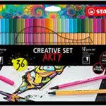Creative Set STABILO ARTY - STABILO point 88 & Pen 68 - Astuccio da 36 - Colori assortiti - 17 fineliner point 88