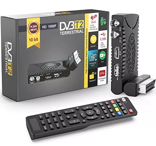 Decoder Digitale Terrestre 2022 - Decoder DVB-T2 HD 1080P Ricevitore H265 HEVC Main 10 Bitini Scart Supporto USB WiFi/PVR/Multimedia