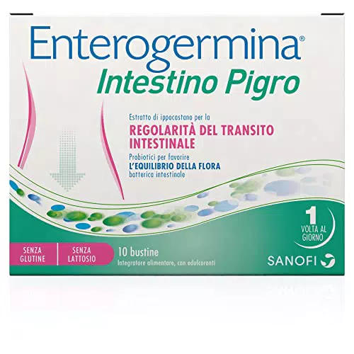 Enterogermina Intestino Pigro, Fermenti Lattici, Probiotici, 10 Bustine Gusto Frutti di Bosco