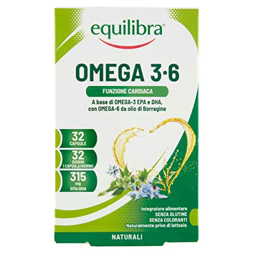Equilibra Integratori Alimentari, Omega 3-6, Integratore con EPA e DHA