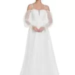 Ever-Pretty Abiti da Cerimonia Stile ImperoTracolla Tulle Regolabile Scollo a V Linea ad A Lungo Taglia Grossa da Donna Bianco 40EU