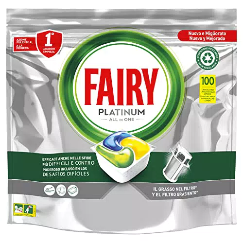 Fairy Platinum Detersivo Pastiglie Lavastoviglie, Brillantante