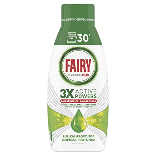 Fairy Platinum Gel Lavastoviglie, Pulizia Profonda, Profumo di Limone