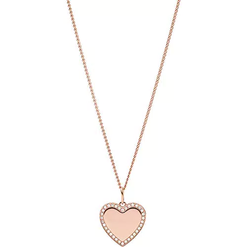Fossil JF03362791 collana donna cuore acciaio inossidabile in oro rosa zirconia 50 cm