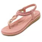 GEWEO Sandaletti Donna Bohemien Tacco Piatto Eleganti Infradito PU Cuoio Ciabatte Bassi Estivi Gioiello Spiaggia Piattaforma Antiscivolo Scarpe Casuale Glitter Piscina Esterno Rosa