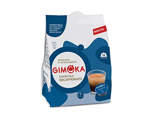 Gimoka - 64 Capsule Compatibili con Macchinetta Caffè Nescafé* Dolce Gusto* - Soave Decaffeinato Intensità 7-4 Confezioni da 16 Capsule Made in Italy