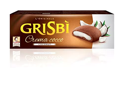 Grisbì Crema al Cocco - Biscotti di Croccante Frolla al Cacao Ripiena di Vellutata Crema al Cocco