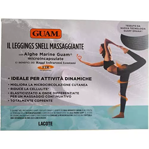 Guam - Leggings MASSAGGIANTE Sport Colore Nero con ALGHE Marine, XS/S