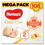 Huggies Extra Care Bebè Pannolini, Taglia 2, Confezione da 108 Pannolini