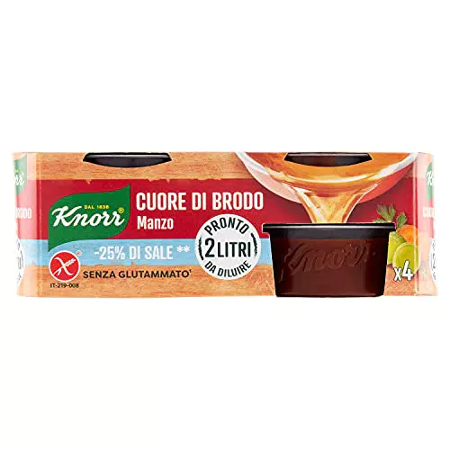 Knorr Cuore di Brodo Manzo, -25% di Sale, 4 x 28g