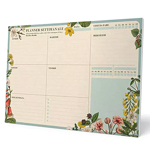 Kokonote Planning da Tavolo Botanical in italiano, con planner settimanale e 54 fogli a strappo