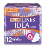 Lines Idea Ultra Assorbenti Giorno con Ali, Confezione da 12 Pezzi