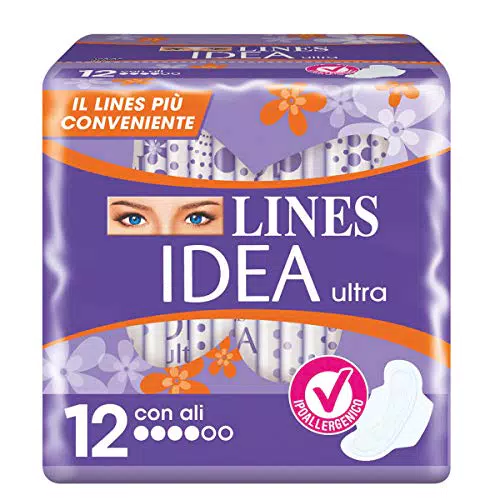 Lines Idea Ultra Assorbenti Giorno con Ali, Confezione da 12 Pezzi