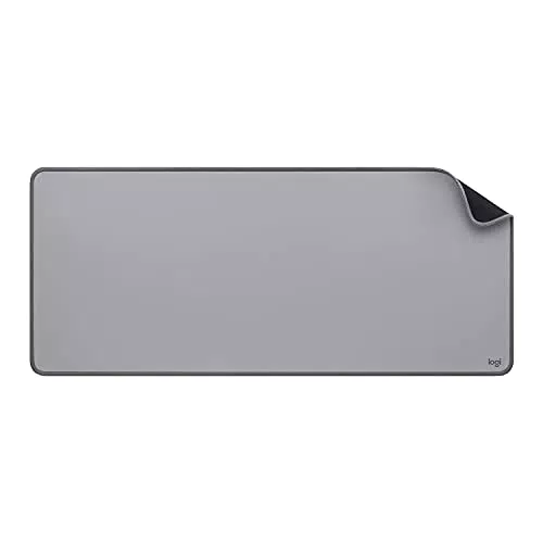 Logitech Desk Mat - Studio Series, Multifunzione, Tappetino per Mouse Esteso, Protezione Scrivania da Ufficio con Base in Gomma, Resistente ai Versamenti - Grigio