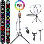 Luce ad Anello LED, Railee 10 Ring Light Luce Tik Tok 21 Modalità Colore e 10 Luminosità Anello Luminoso a LED con Treppiede da 150cm per TikTok