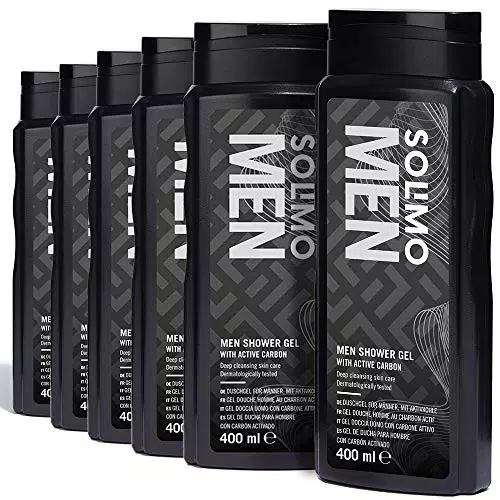 Marchio Amazon - Solimo Gel doccia uomo con carbone attivo-Confezione da 6