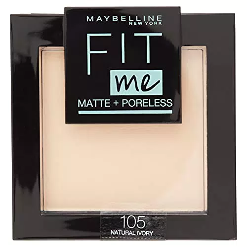 Maybelline New York Fit Me Matte&Poreless Cipria Opacizzante e Fissante, 105 Natural
