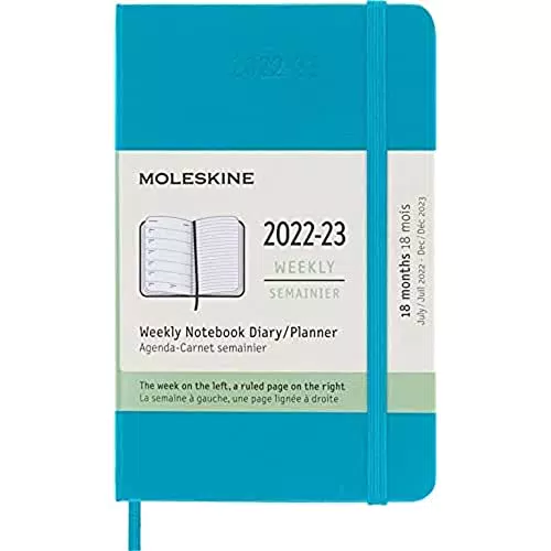 Moleskine - Agenda Settimanale 18-Mesi, Agenda Settimanale 2022/2023 con Copertina Rigida e Chiusura Elastica