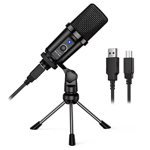 New Bee Microfono per PC con supporto Plug e Play Volume Regolabile USB Microfono per portatili