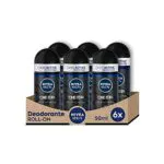 Nivea MEN Deep Roll-on deodorante 6 x 50ml, Deodorante uomo con formula anti-batterica con Carbone Attivo