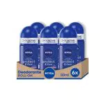 Nivea Protect & Care Deodorante Roll-on 6 x 50 ml, Deodorante antitraspirante senza alcol etilico