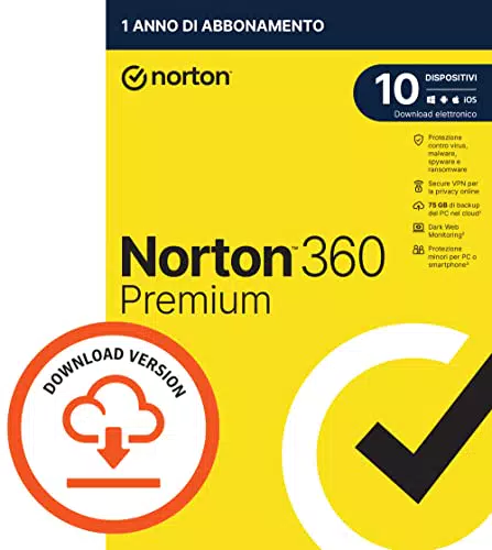 Norton 360 Premium 2024, 10 dispositivi, chiave di attivazione