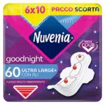 Nuvenia - Assorbente Ultra Notte con Ali - Superficie Traspirante e Assorbenza Rapida - 6 Confezioni da 10 Assorbenti