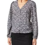 Only Onlsonja Life L/S Button Top Noos Ptm T-Shirt, Night Sky/DOT W. Macadamia