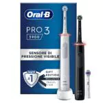 Oral-B Spazzolino Elettrico Ricaricabile Pro 3 3900, 3 Testine e 2 Spazzolini