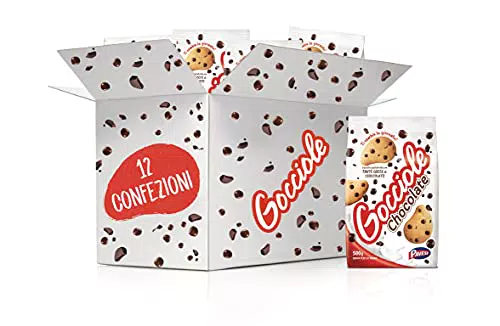 Pavesi Biscotti Frollini Gocciole Cioccolato, 12 Pack da 500 g Senza Olio di Palma