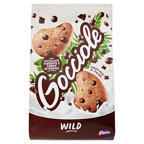 Pavesi Biscotti Gocciole Cioccolato Wild Integrali, Biscotti da Colazione - 350 gr