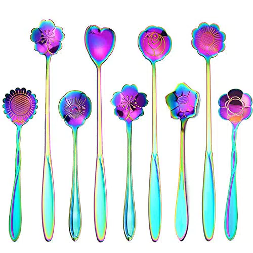 PBIEHSR - Set di cucchiaini da tè in acciaio INOX con cucchiaino da tè in due diverse lunghezze