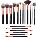 Pennelli Trucco oro Rosa 18 Pezzi Pennelli Trucco Premium Set Viso e Occhi