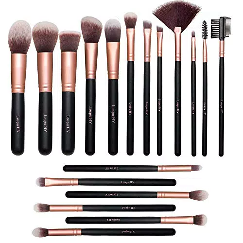 Pennelli Trucco oro Rosa 18 Pezzi Pennelli Trucco Premium Set Viso e Occhi