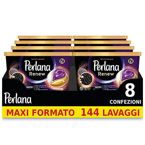 Perlana Renew Caps Neri, detersivo lavatrice capsule