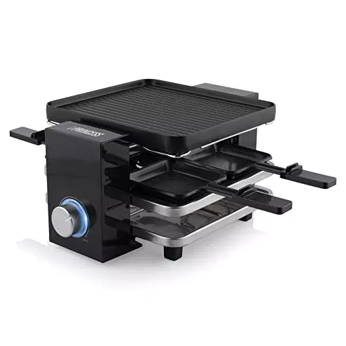 Princess Raclette per 4 Persone Piano Black, 700 W, Plastica Alluminio