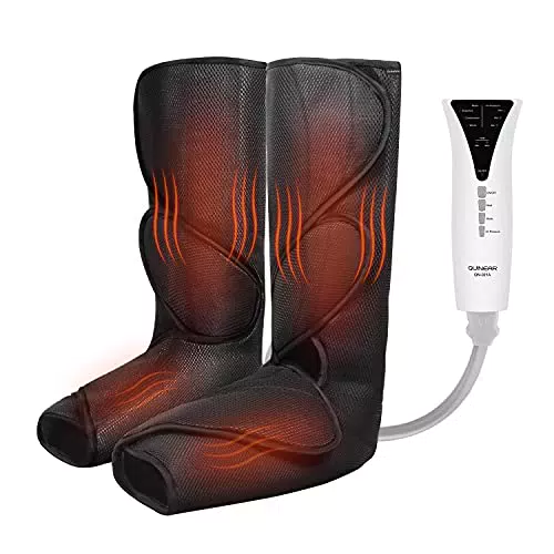 QUINEAR Massaggiatore Piedi e Gambe con Caloreassaggiatore Plantare Polpaccio Massaggio Compressione d'Aria Circolazione Profondo Impastamento
